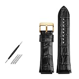LQXHZ Cinturino For Orologio In Vera Pelle Da 22 Mm Compatibile Con Gu-ess W0040G3 W0040G5 W0247G3 Cinturino For Orologio In Pelle Con Cinturino (Color : Black gold buckle, Size : 22mm)