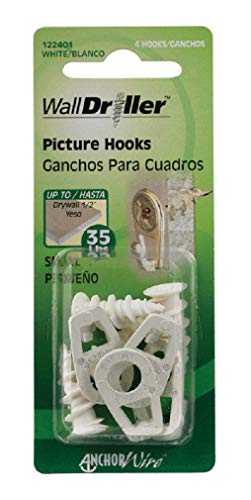 Image of Hillman WallDriller Brass-Plated Nylon Drywall 35 lb. 4 pk Picture Hook
