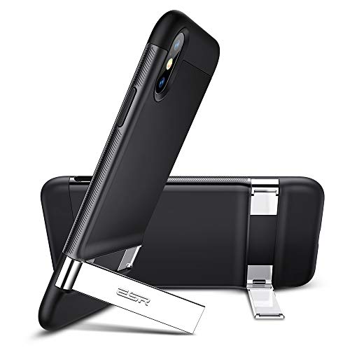 ESR Metal Kickstand Case for iPhone Xs Max, [Vertical and Horizontal Stand] [Reinforced Drop Protection] Hard PC Back with Flexible TPU Bumper for iPhone 6.5 inch(2018)(Black)