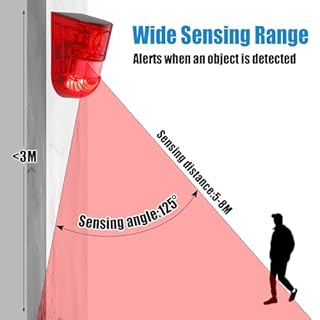 Qualirey 2 Pack Solar Sound and Light Alarm Motion Sensor 129db Outdoor Security Siren Waterproof Motion Activated Detector Alarm 6 LEDs Flash Warning Strobe System for Home, Farm (Red)