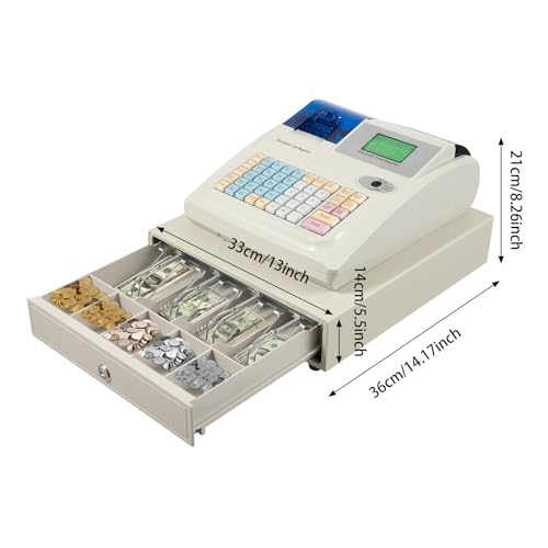 Image of Cash Register with Dual Display, Thermal Printing POS System for Retail Store, 1000 PLU Lookups 200 Dept 50 Clerks, Reporting Function Cash & Coin Drawer, Removable Slot & Anti-Slip Feet (B0GC412D62)