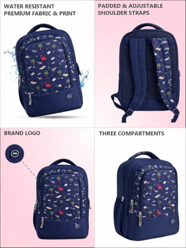 Image of PB Pearlbags 18L Printed Casual Backpack,3 Compartment,Premium Fabric,Water Resistant Anti Theft,School & College Bag for Boys and Girls,Office & Travel Bag for Men and Women,45X30X13 Cms