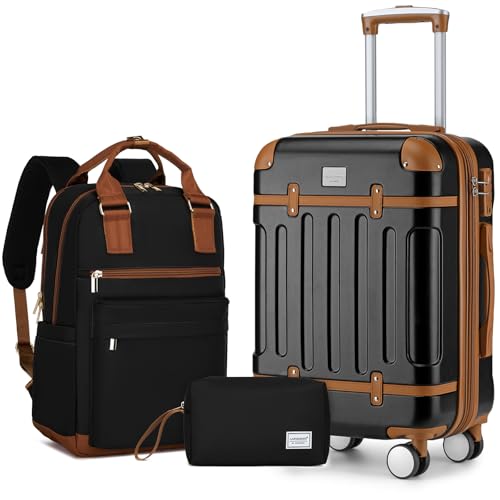 LARVENDER Luggage Sets 3 Piece Expandable Carry on Luggage 22x14x9 Airline Approved Hardshell...