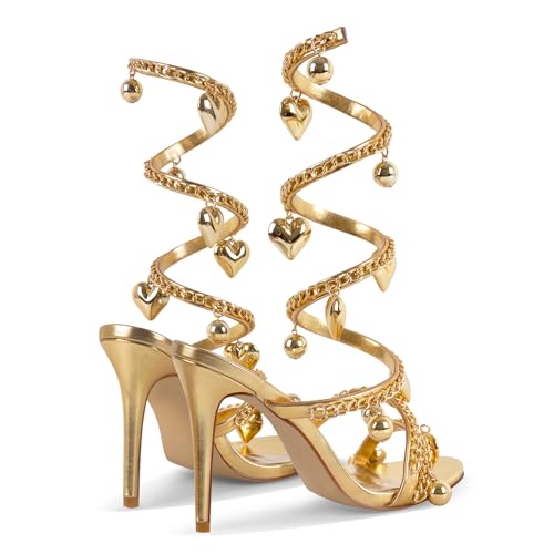 Wrap Around Strap Stiletto Heel Sandals Love Ankle Strap Open Toe Round Toe3