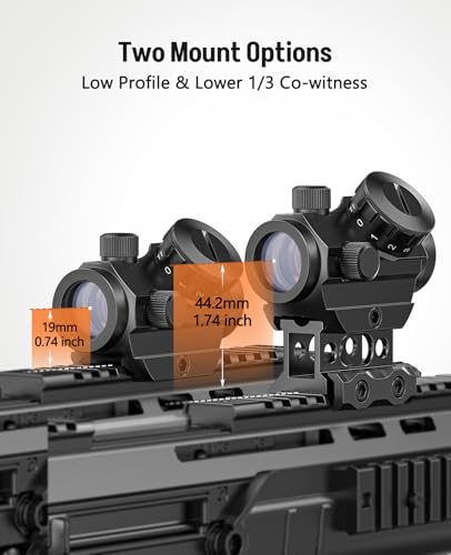 MidTen 2MOA Red Dot Sight 1x25mm Reflex Sight Waterproof & Shockproof & Fog-Proof Red Dot Scope with 1 inch Riser Mount