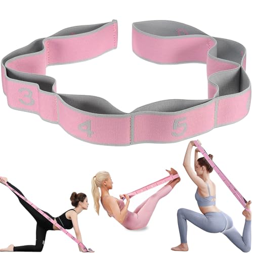 Sangle Yoga Extensible pour Yoga,Bande Élastique,Bande Elastique Fitness avec 8 Boucles Ajustables,Stretch Bandes Sangles de Résistance Flexibles pour Pilates,Gymnastique