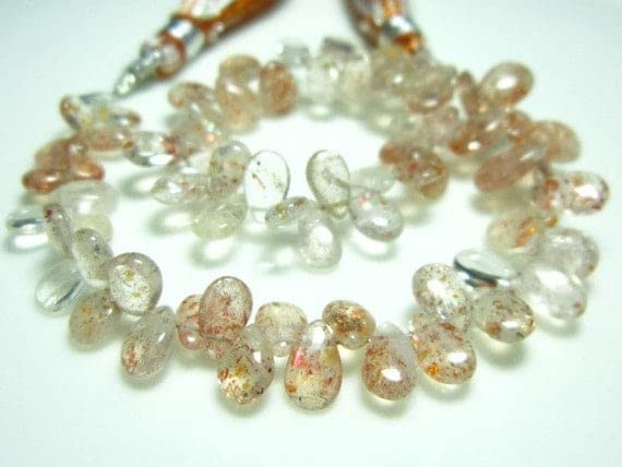 Sunstone smooth pear briolettes pierre de soleil pour fabrication bijoux