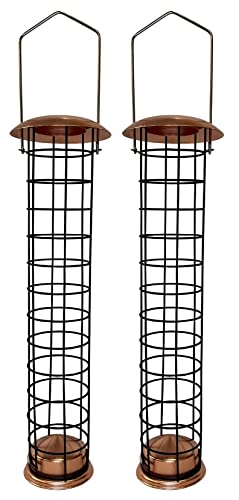 Large Copper Style Hanging Bird Suet Fat Ball Feeder (Pack of 2)