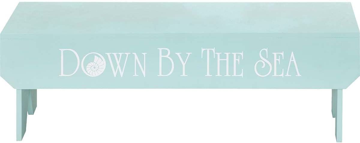 BLACK FOREST DECOR Down by The Sea Wood Bench, 48" W x 10 1/2" D x 16" H