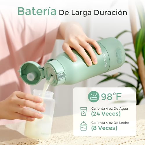 Momcozy calienta biberones portátil para viaje, 2 modos para leche materna y agua, calentamiento rápido en 3 min, calentador de biberones con batería recargable, capacidad 500 ml - imagen 4