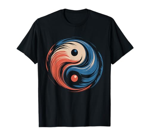 Yin Yang Feather Design - Balance and Harmony Art T-Shirt