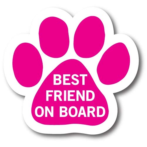 Image of Best Friend on Board Pink Pawprint Car Magnet 5 Inch, Dog Lover Gift