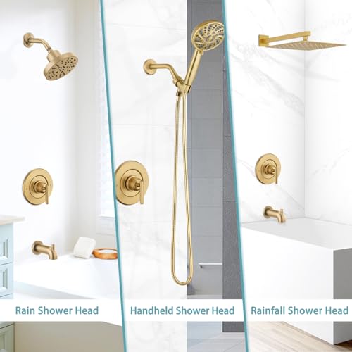 Replacement for Moen Gibson Posi-Temp Pressure-Balancing Valve Only Shower Faucet Trim Kit (Valve& Catridge Not Inclued), Volume and Temperature Control Level Handle (Brushed Gold)