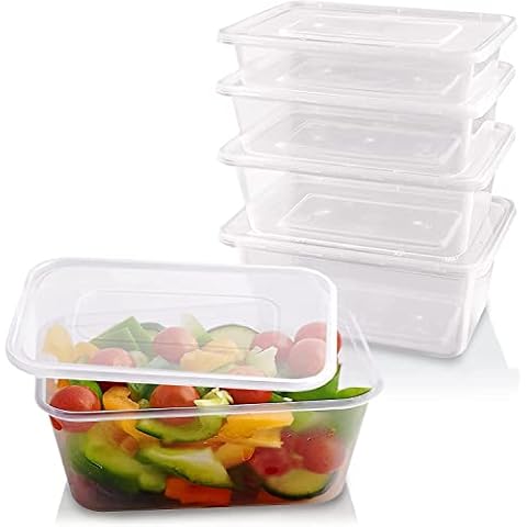 25 Microwave Plastic Food Takeaway Heavy Duty Satco Containers with Lids 650ml (650ml) Cover