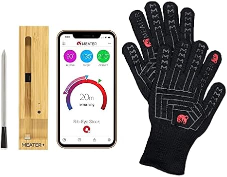 MEATER Plus Wireless Thermometer Bundle w/BBQ Mitts, Honey, Bluetooth