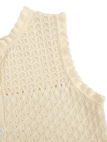 Verdusa Women's Old Money Vest Sleeveless Button Scallop Trim Sweater Cardigan Knit Crop Top3