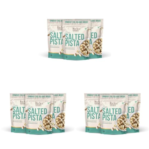 Image of KitchenSmith Salted Roasted Pista - Pack of 9 (250gm Each) | California Pistachios, Pista Dry Fruit, Tasty & Healthy Inshell Pistas| High In Protein | Gluten Free (With Shell, Air Tight Pouch)