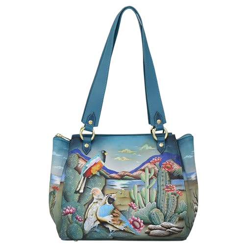 Anuschka Women's Original Leather Hand-Painted Medium Tote-Canyon Birds