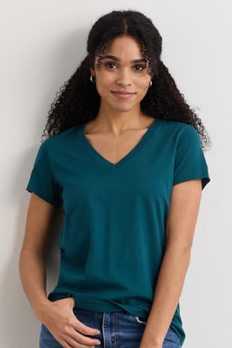 Women's 100% Organic Pima Cotton Relaxed Short Sleeve V-Neck T-Shirt3