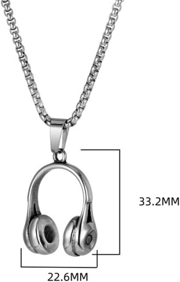 PAURO Men's Stainless Steel Retro Music Headset DJ Headphone Pendant Punk Necklaces - Image 3