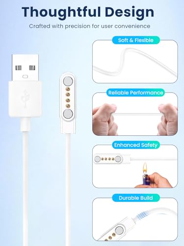 Cables de carga para reloj inteligente ideales para viajes con adaptador USB-C blanco 4