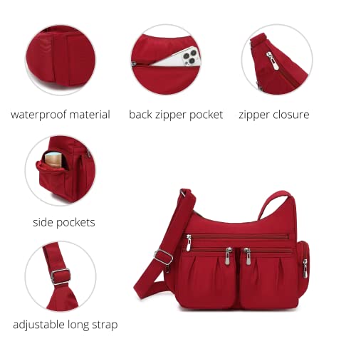 Scarleton Handbags For Women, Crossbody Bags For Women, Shoulder Bag, Nylon Purses For Women With Multi Pockets, H140720 - Red #TOP4