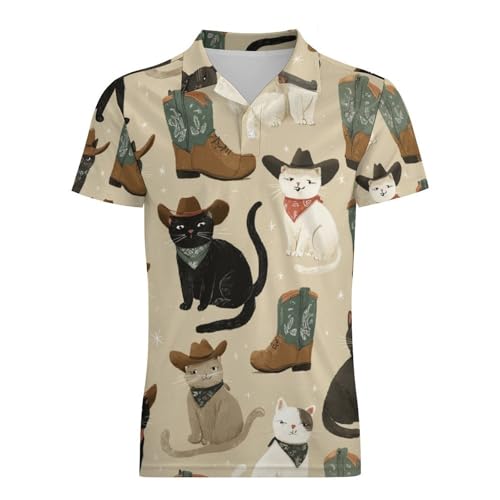 Boys' Classic Polo Shirts Short Sleeve Moisture-Wicking Golf & Tennis Shirts for Youth Teens Western Cowboy Cat4