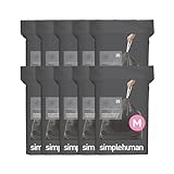 simplehuman Code M 200 Count, Genuine Odorsorb Custom Fit Liners, Drawstring Odor Absorbing Trash Bags in Dispenser Packs, 45 Liter / 12 Gallon