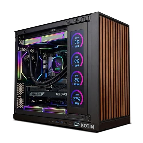 KOTIN Prebuilt Gaming PC Desktop Computer, Ryzen 7 9700X, GeForce RTX 5070 12GB, 32GB DDR5 6000MHz, 1TB PCIe 4.0 SSD, 11.3'Display, 360mm Liquid Cooler, WiFi 7, Windows 11 Home, ARGB Gaming Tower G60B