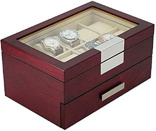 Decorebay Cherry Oak Wood 20 Slot Watch display case and Jewelry Box Storage