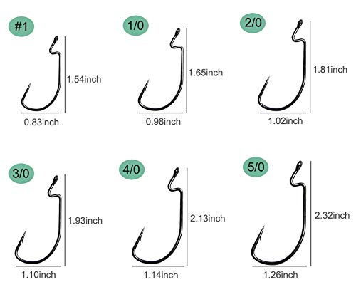 Offsethaken Wurm Angelhaken Set mit Kunststoff-Box,Offset Angeln Haken für Gummiköder Gummifische Jigs Creature Köder… – Bild 3