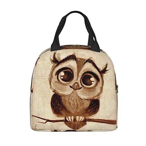 Kiuloam Cute Owl Vintage Reusable Insulated Lunch Bag For Boys Girls Men Women Lunch Box Tote Bag Food Container For Work Travel Picnic #TOP16