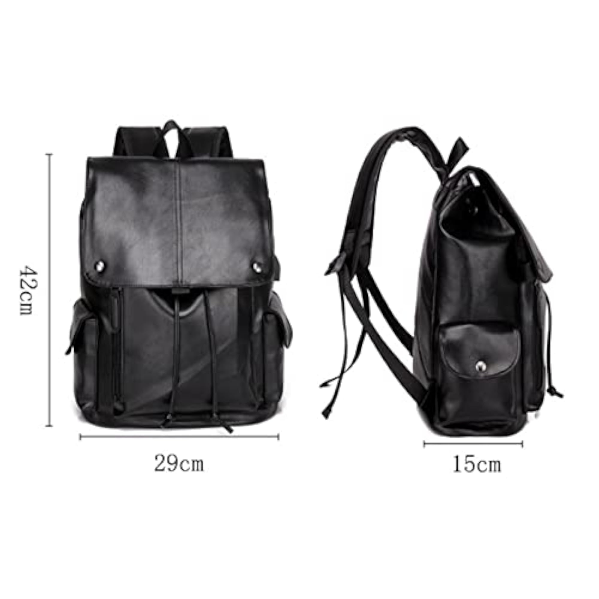 Men's Vintage Retro PU Leather Backpack, USB Charger