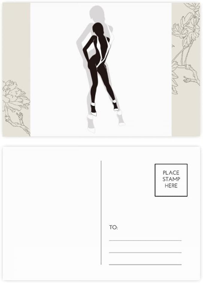 熱い女性下着の長い足 花のポストカードセットサンクスカード郵送側個 超定番