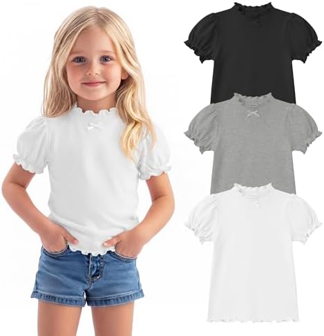 JoyMotion 3 Pack Toddler Girls' Puff Shirts, 3-Color, 18-24 Months