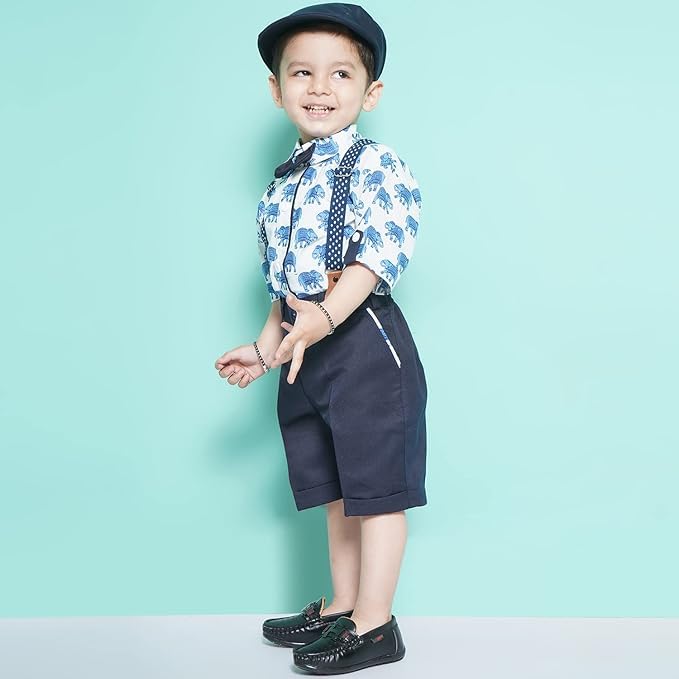 Image of AJ DEZINES Kids Casual Wear Clothing Cotton Shirt Short Set For Boys