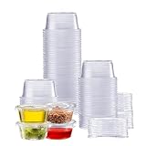 150 Sets Jello Shot Cups Condiment Containers with Lids, Portion Cups, Dressing Container, Small Plastic with Lids, Airtight and Stackable Souffle
