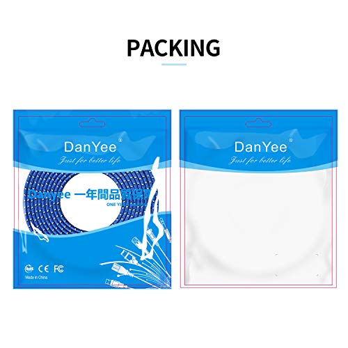 Image of DanYee Nylon Braided CAT8 Ethernet Cable - High Speed Professional Gold Plated Plug STP Wires - 3ft to 100ft (Blue 100ft)