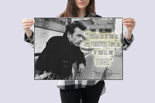 James Dean Motivational Quote Poster Inspirational Posters Hollywood Vinyl Picture Merchandise Tapestry Photographs Legendary Greatest Denim Icon Rebel Iconic Vintage Wall Art Decor Autographed P106 #TOP2