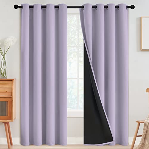 Image of SimpleHome Lilac 100% Blackout Curtains Room Darkening Living Room 84 Inch