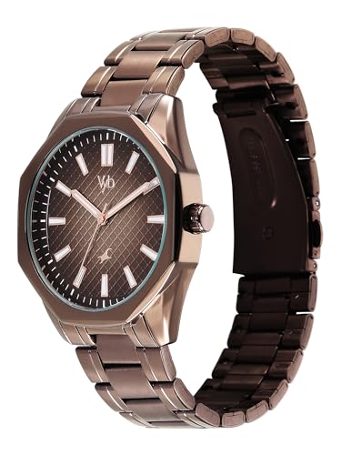 Image of Fastrack Vyb Quest with Quartz Analog Brown Dial Brown Zinc Alloy Strap Watch for Men - FV30042QM01W