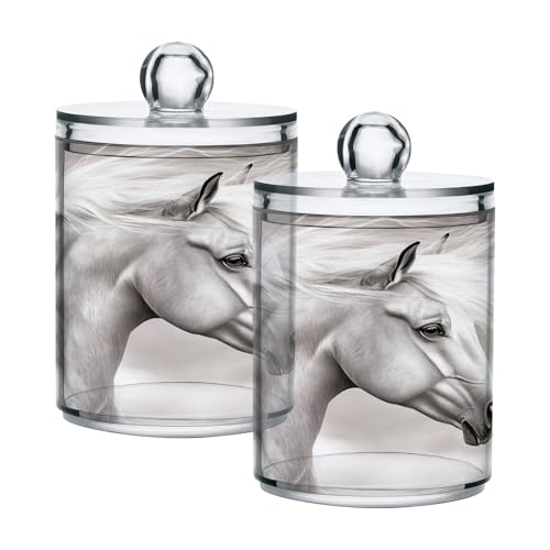 WEVIBOFU Acrylic Plastic Clear Jar with Lid, Oil White Horse