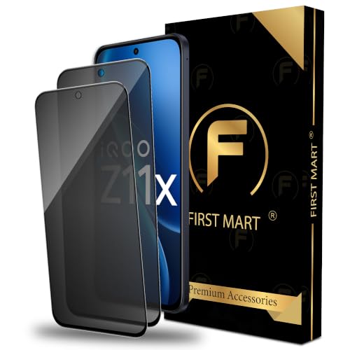Image of FIRST MART Privacy Tempered Glass for iQOO Z11x, 2 Pack | Anti-Spy 9H Screen Protector, Edge-to-Edge, Case-Friendly, Scratch Resistant, Bubble-Free
