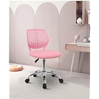 FEFE Kids Computer Desk Chair 40 x 38 x 85 cm Adjustable Low-Back Swivel Rolling Lightweight Study Armless Task Chair With Wheels And Mesh Padded Cushion (Pink)