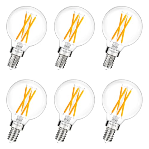 G16.5 Globe LED Bulb, 2700K Warm White, E12 Candelabra Base, 60W Equivalent