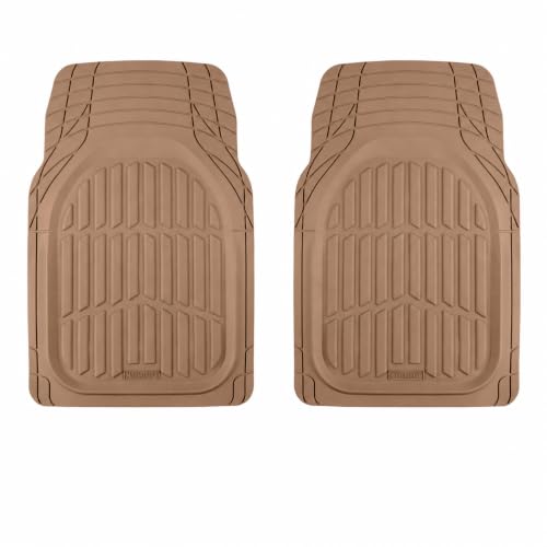 Image of MotorTrend FlexTough Beige Car Floor Mats Rubber All Weather Automotive 2pc