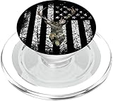 Picture of Deer Buck Hunting USA Flag Brown Camouflage Black PopSockets PopGrip for MagSafe