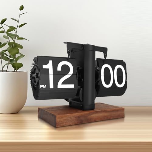 Flip Clock Digital Retro Flip Clock Auto Flip Clock Vintage Large Number Flip Desk Clock Gear Operated Flip Alarm Clock for Home Office Decor