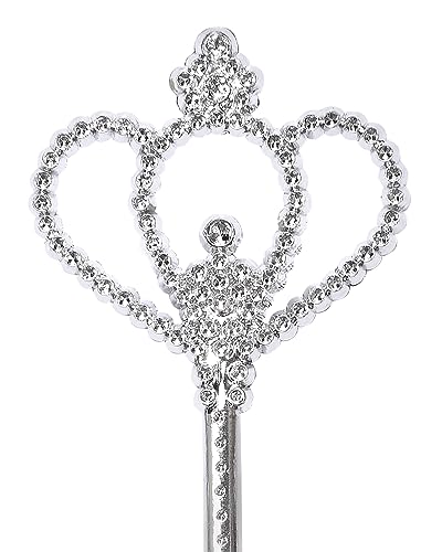 image for Liatunou 2 Pack Silver Star Wands, Crown Wands, Princess Fairy Wands,M