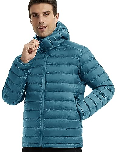 Image of Lesmart Men Down Jacket Puffer Winter Jacket with Hooded Packable Lightweight Windproof Insulated Warm Coat